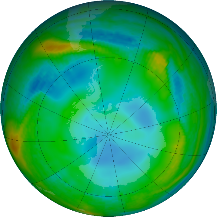 Antarctic ozone map for 23 June 1989